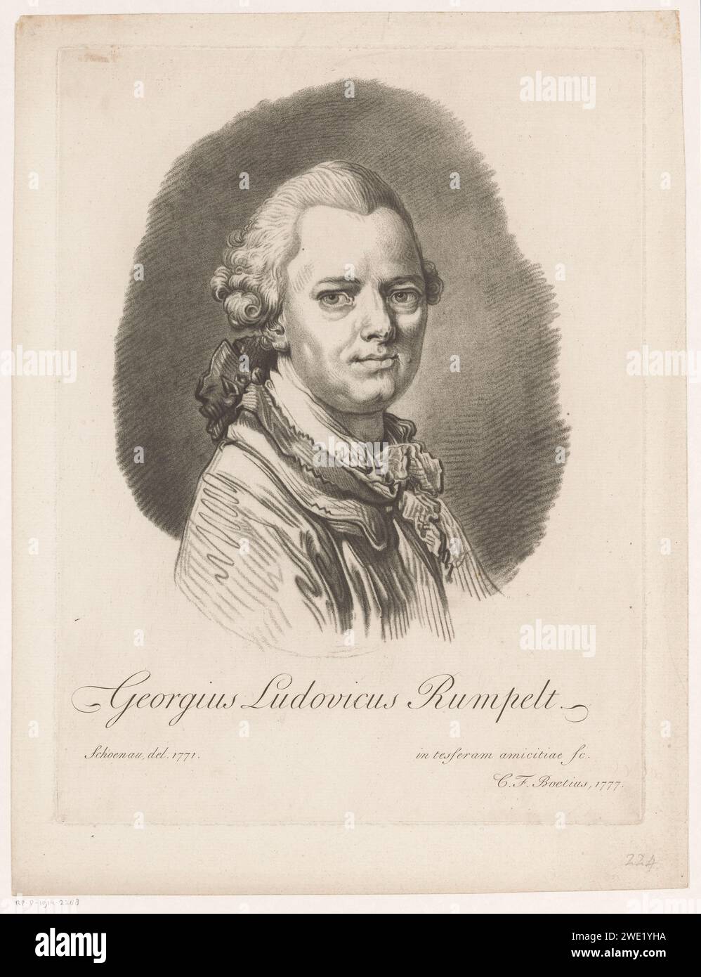 PortraT van Georg Ludwig Rumpelt, Christian Friedrich Boëtius, dopo Johann Eleazar Schenau, 1777 stampa carta di Dresda Foto Stock
