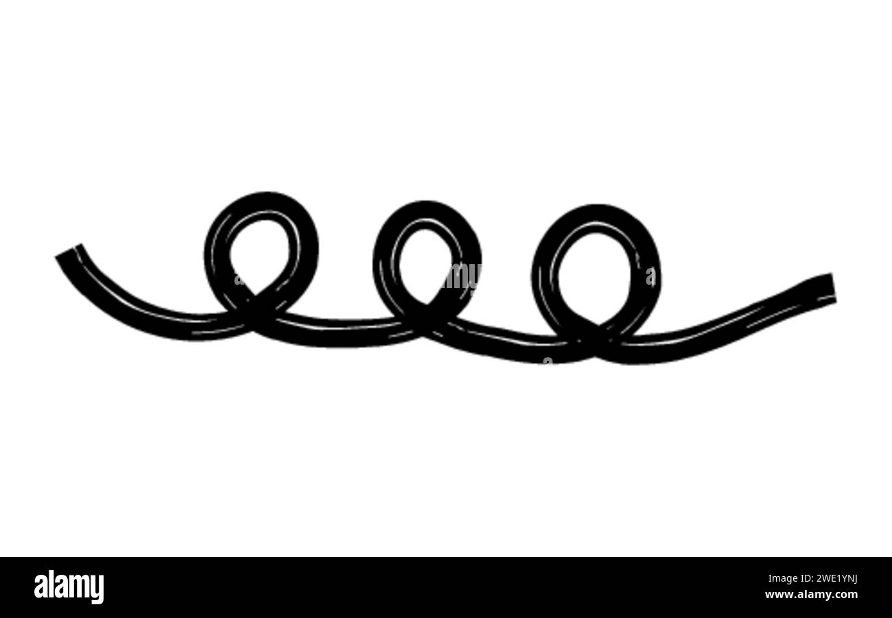 Freccia a forma di gesso di pastello disegnata a mano. freccia curvata e ondulata isolata su sfondo bianco. colpo di schiaffo o di scarabocchio. Elemento per diagrammi. VEC Illustrazione Vettoriale