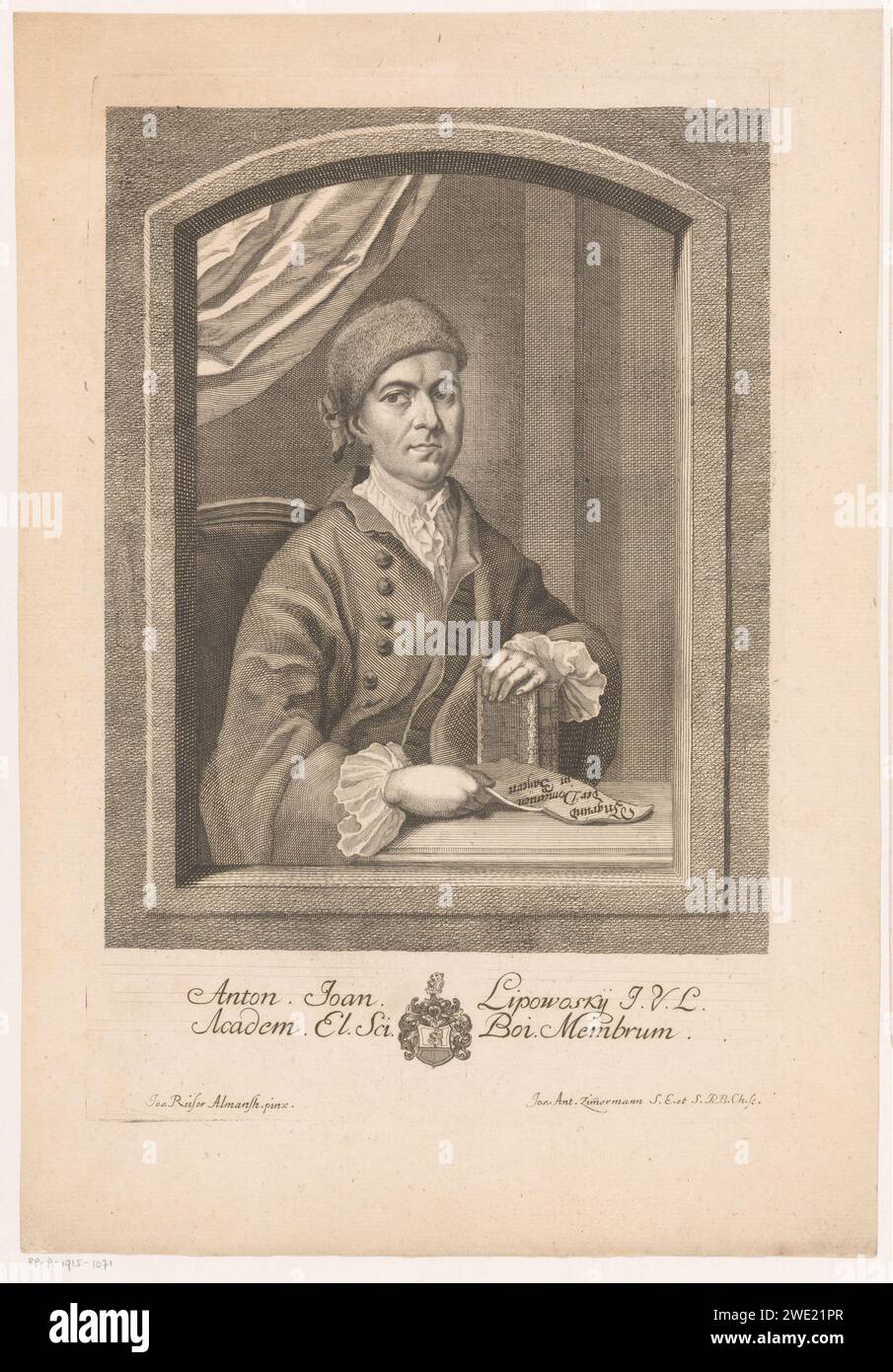 PortraT van Anton Lipowsky, Joseph Anton Zimmermann, dopo Joseph Reiser, 1755 - 1797 stampa Germania carta incisione / incisione persone storiche Foto Stock