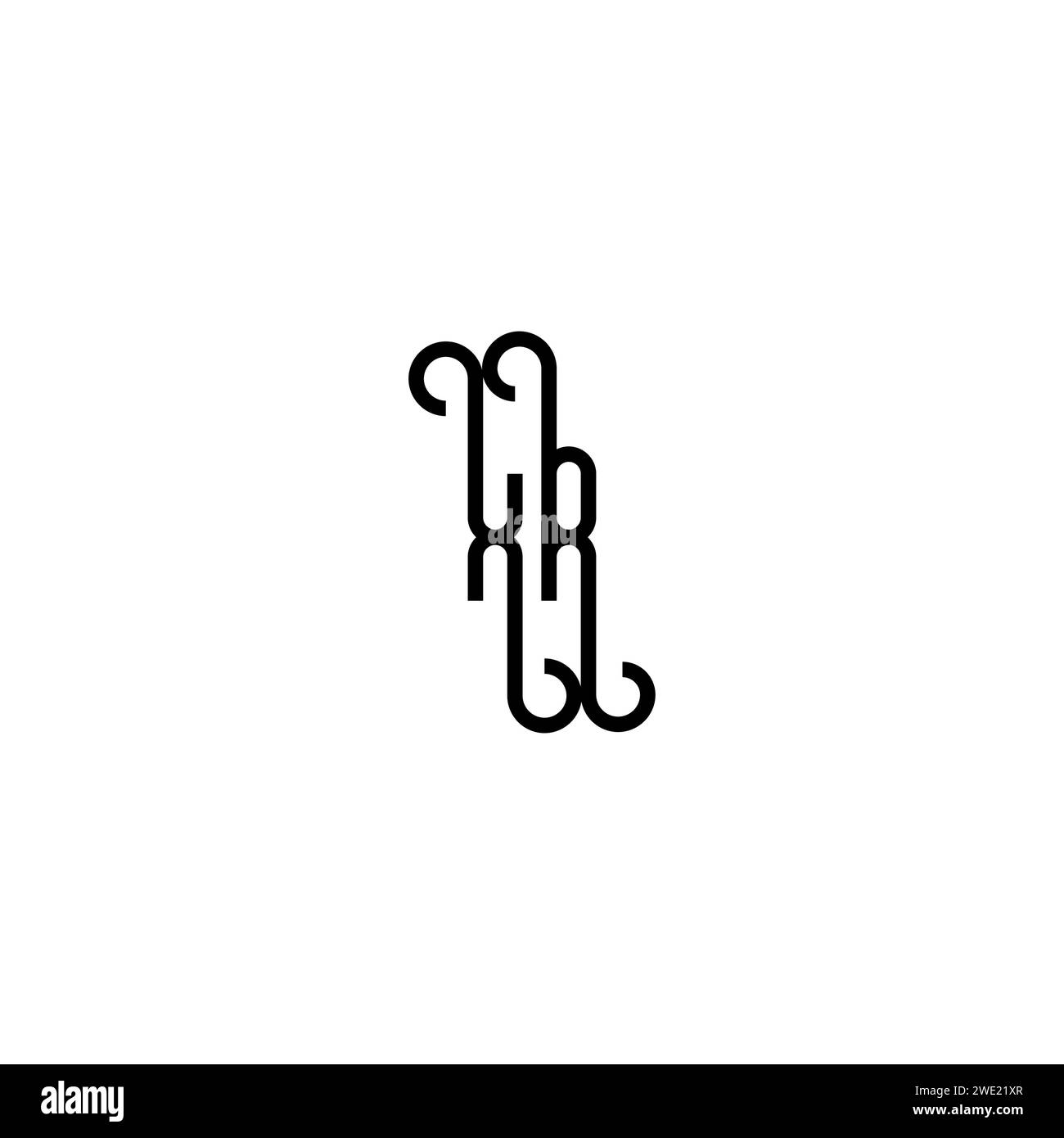 Design del logo iniziale XR Simple Curved Concept su sfondo bianco e nero Illustrazione Vettoriale