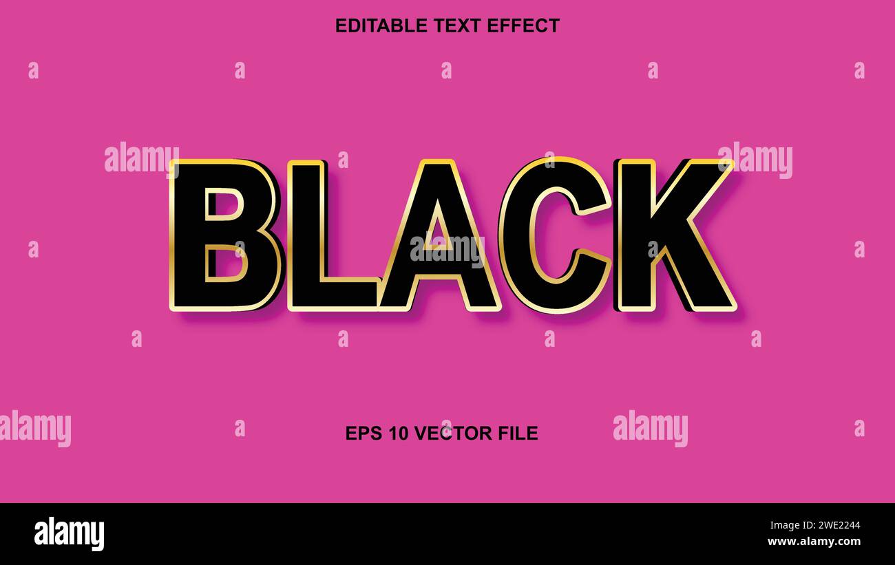 Effetto testo modificabile stile 3d nero marchio. Illustrazione vettoriale Illustrazione Vettoriale