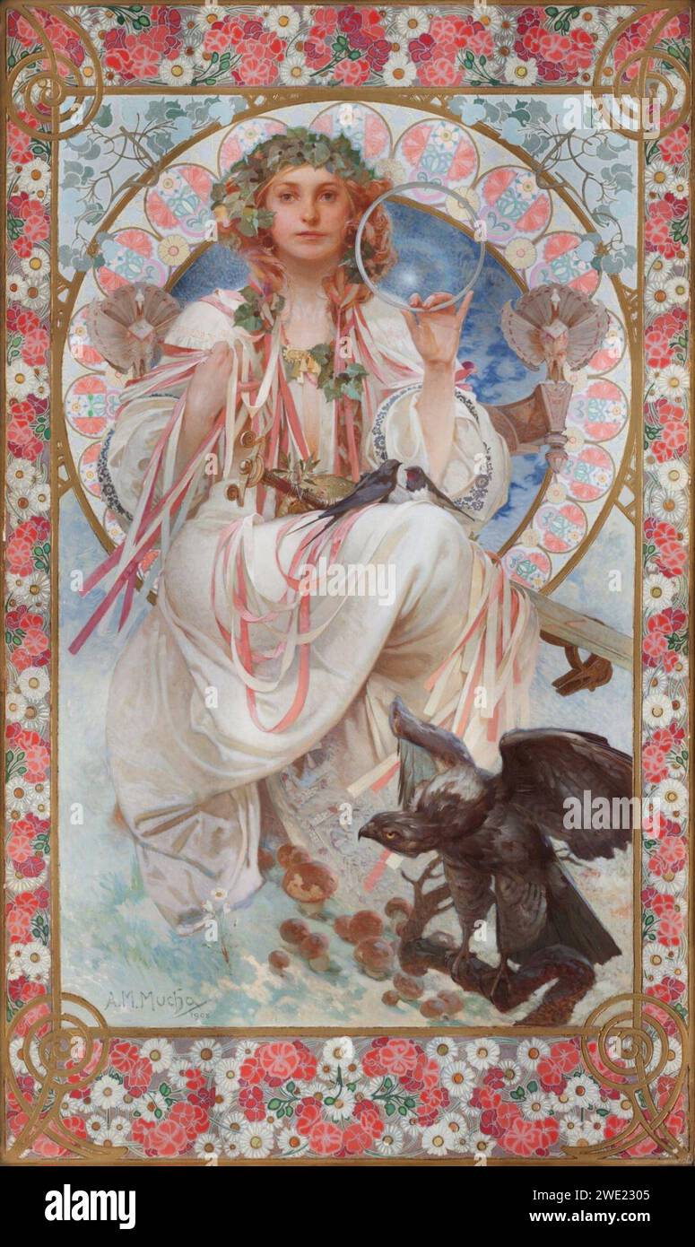 Alphonse Mucha - Ritratto di Josephine Crane Bradley nel ruolo di Slavia, 1908. Foto Stock