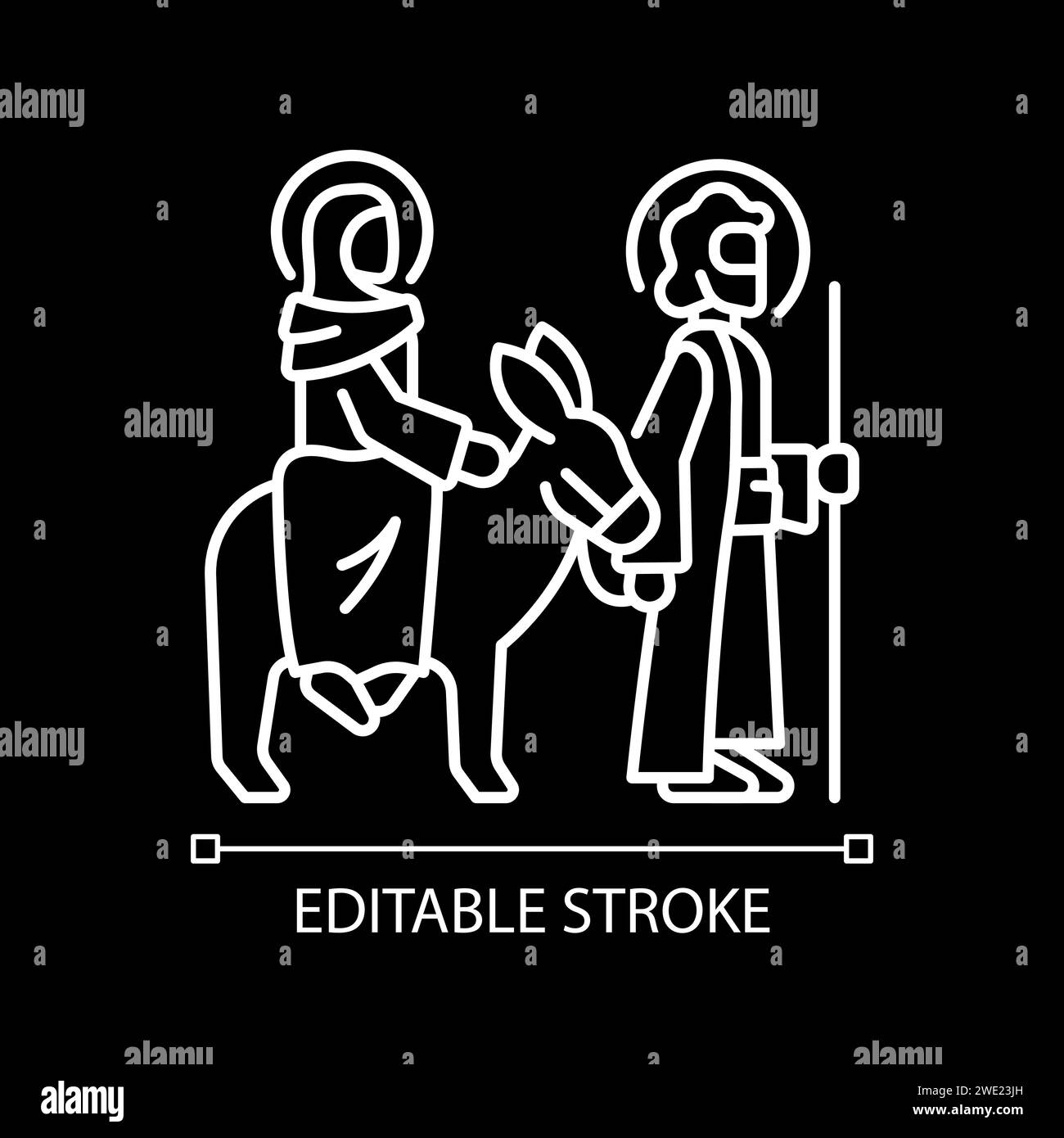 Viaggia a Betlemme icona lineare bianca per un tema scuro Illustrazione Vettoriale