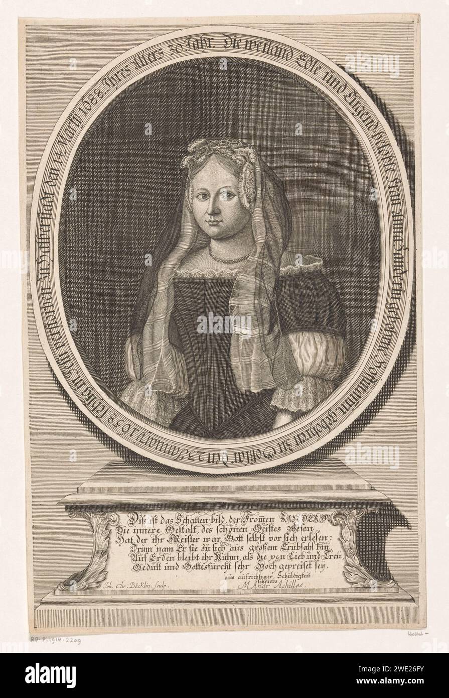 Ritratto van Anna Zander, Johann Christoph Boecklin, 1688 - 1709 stampa Leipzig carta incisione persone storiche - BB - donna Foto Stock