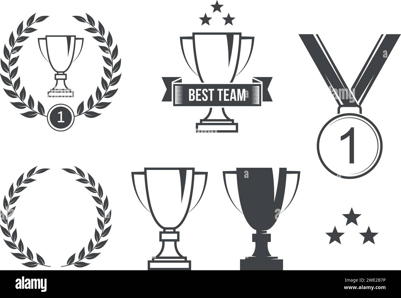 Premio sportivo, icone di coppa e illustrazioni Illustrazione Vettoriale