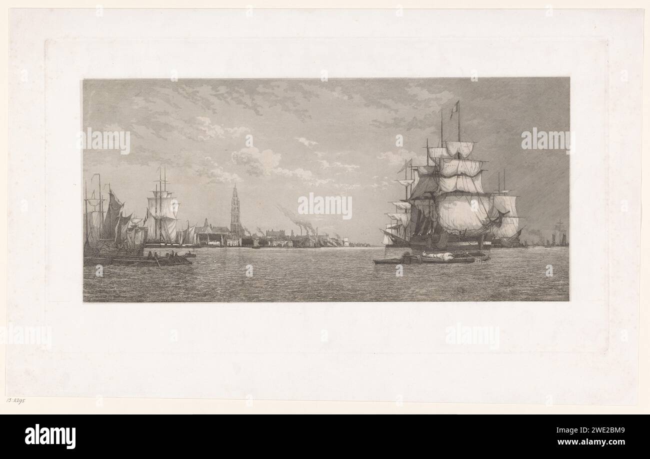 Veduta di Anversa dalla Schelda, Auguste Numans, dopo Paul Jean Clays, 1833 - 1883 stampa carta belga. fiume di incisione. quay. harbor Antwerp Foto Stock Veduta di Anversa dalla Schelda, Auguste Numans, dopo Paul Jean Clays, 1833 - 1883 stampa carta belga. fiume di incisione. quay. harbor Antwerp Foto Stock
