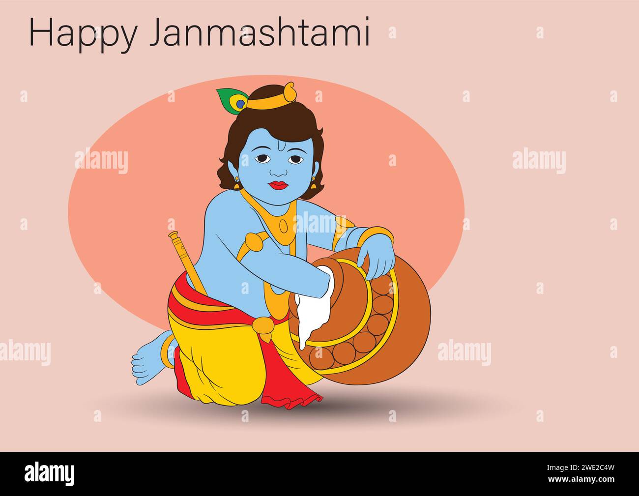 Felice Janmashtami. Festeggiamo la nascita di Krishna. Tradizionale festival indiano Illustrazione Vettoriale