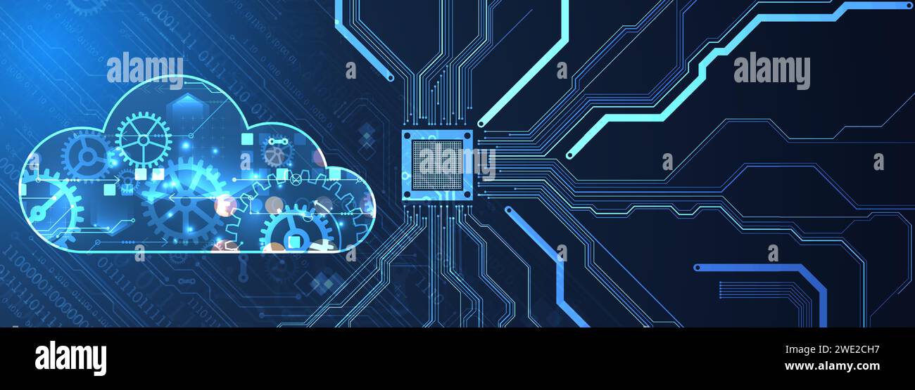 Cloud computing Concept.Abstract Connection Technology background. Vettore disegnato a mano. Illustrazione Vettoriale
