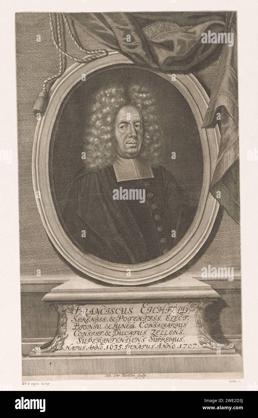 Ritratto van Franz Eichfeld, Johann Christoph Boecklin, 1707 - 1709 stampa Leipzig carta incisione persone storiche Foto Stock