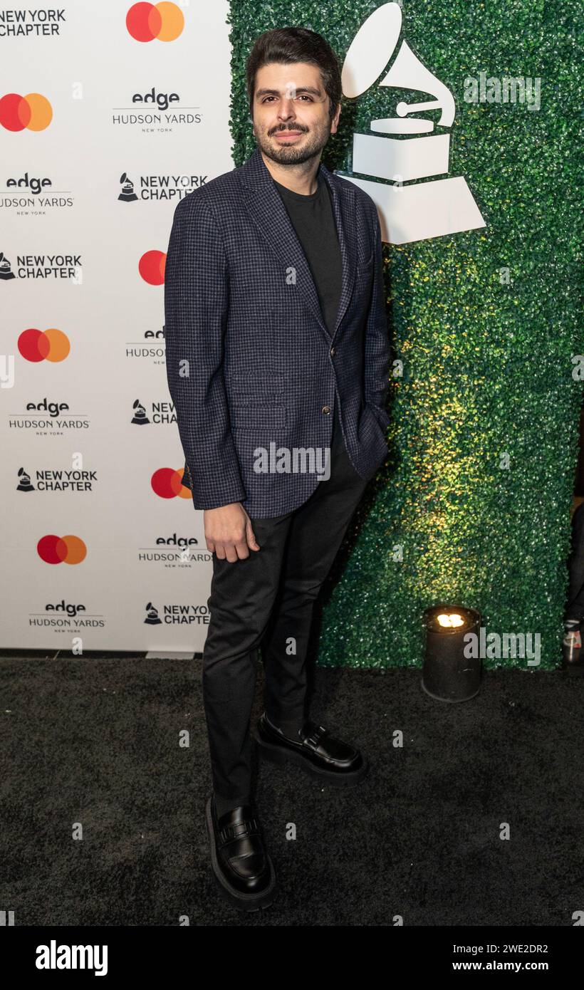 New York, USA. 22 gennaio 2024. Kristhyan Benitez partecipa al New York Chapter of Recording Academy Celebration onorando i 66 candidati ai GRAMMY Awards annuali a Edge a New York il 22 gennaio 2024. (Foto di Lev Radin/Sipa USA) credito: SIPA USA/Alamy Live News Foto Stock