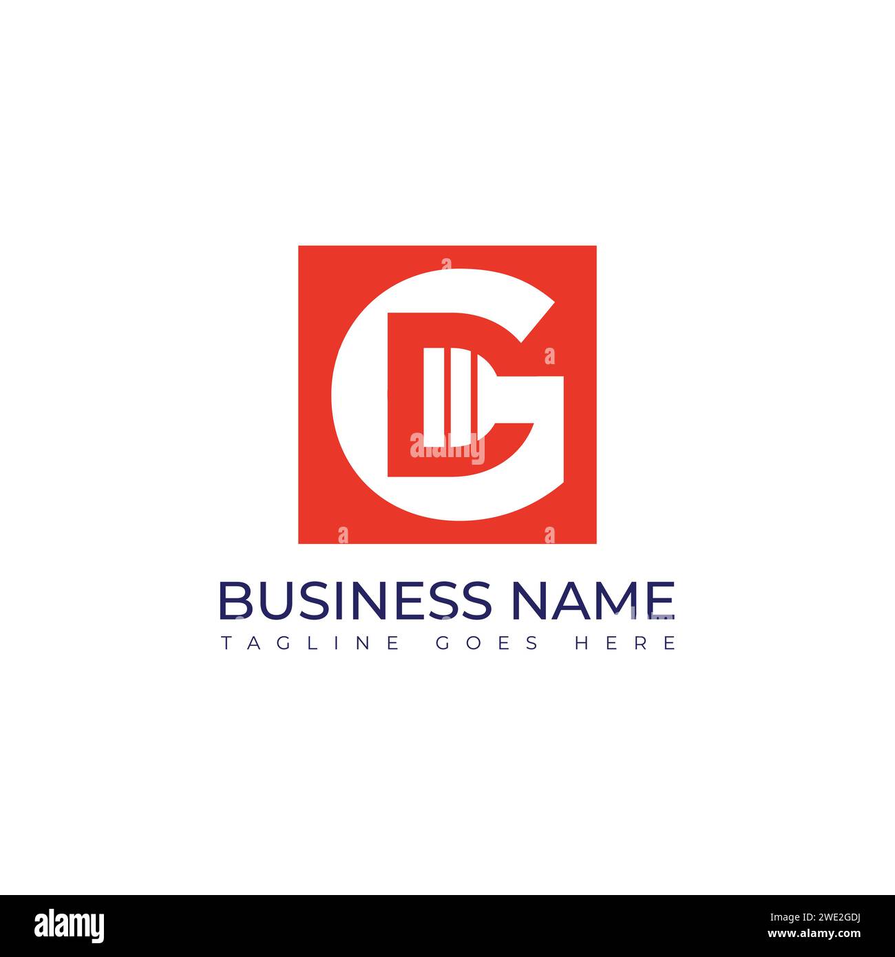Lettera cg o gc spazio negativo moderno business aziendale moderno logo tipografico unico. spazio negativo lettera cg o gc all'interno del monogramma di forma quadrata Illustrazione Vettoriale