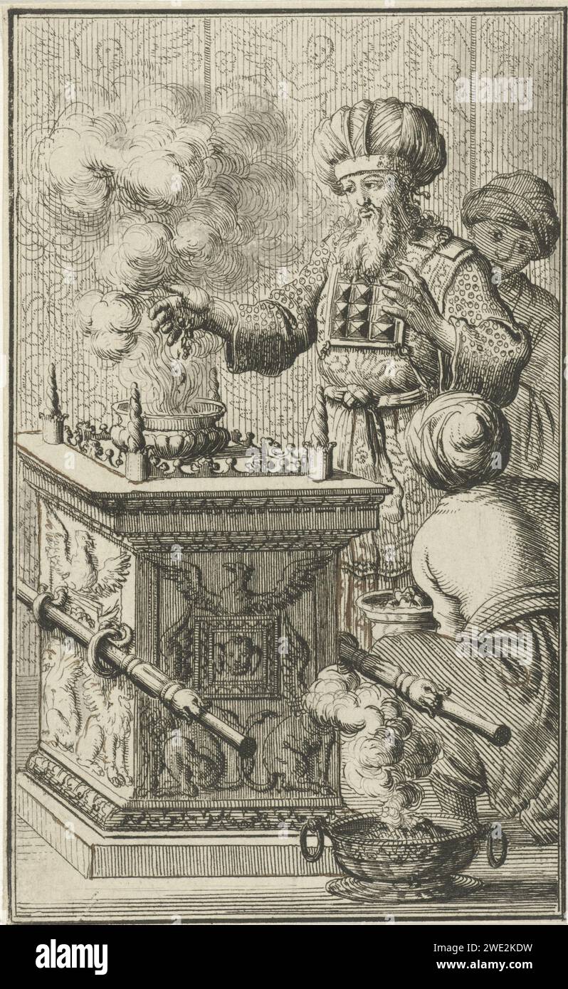 Altare d'oro dal culto ebraico, Jan Luyken, 1683 stampa Amsterdam carta incidere / pennare l'altare dell'incenso, l'altare d'oro  religione ebraica Foto Stock