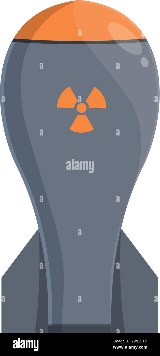 Vettore di cartoni animati con l'icona della grande bomba. Armi nucleari. Reattore navale da combattimento Illustrazione Vettoriale