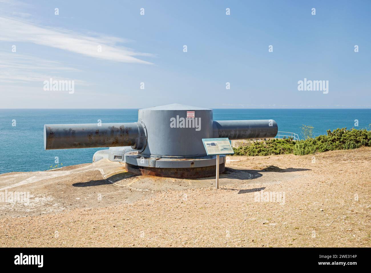 Torretta mirino blindato, Noirmont Point, Jersey, Isole del Canale Foto Stock