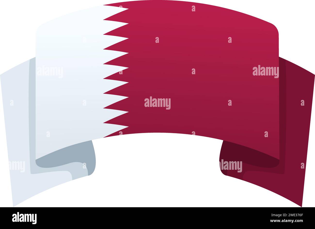 Simbolo simbolo simbolo della bandiera del Qatar vettore di cartone animato. Turismo nazionale. Folla di calcio Illustrazione Vettoriale