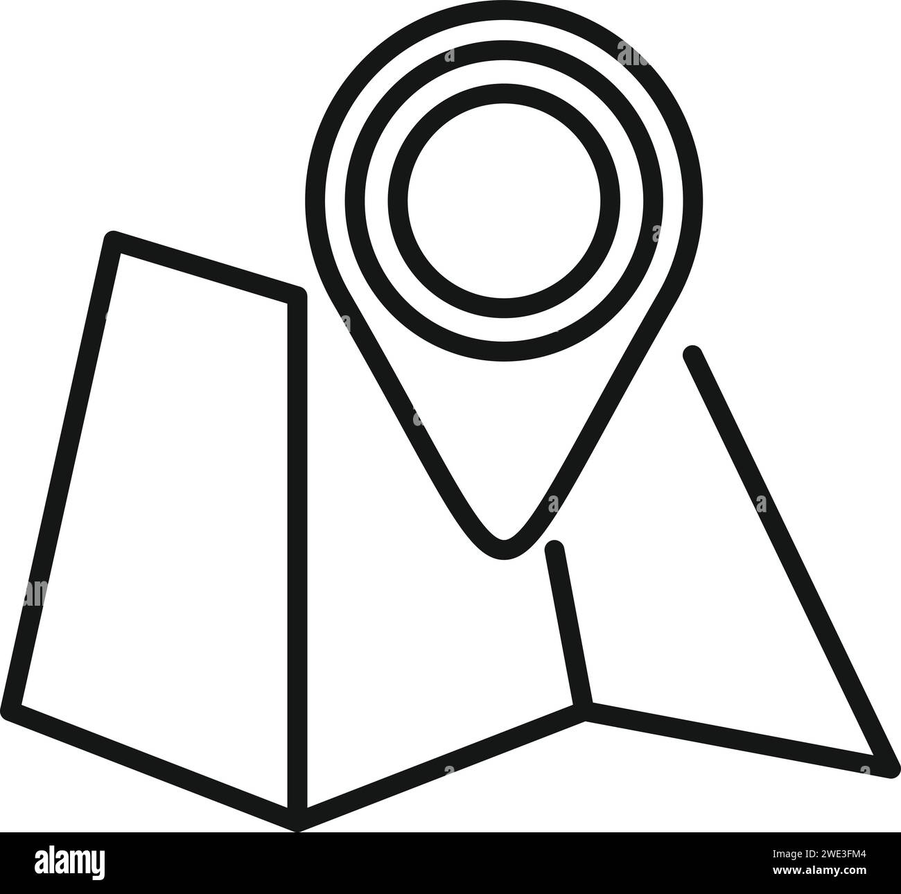 Icona della mappa Expedition (spedizione) per delineare il vettore. Avventura naturalistica. Posizione fuori strada Illustrazione Vettoriale