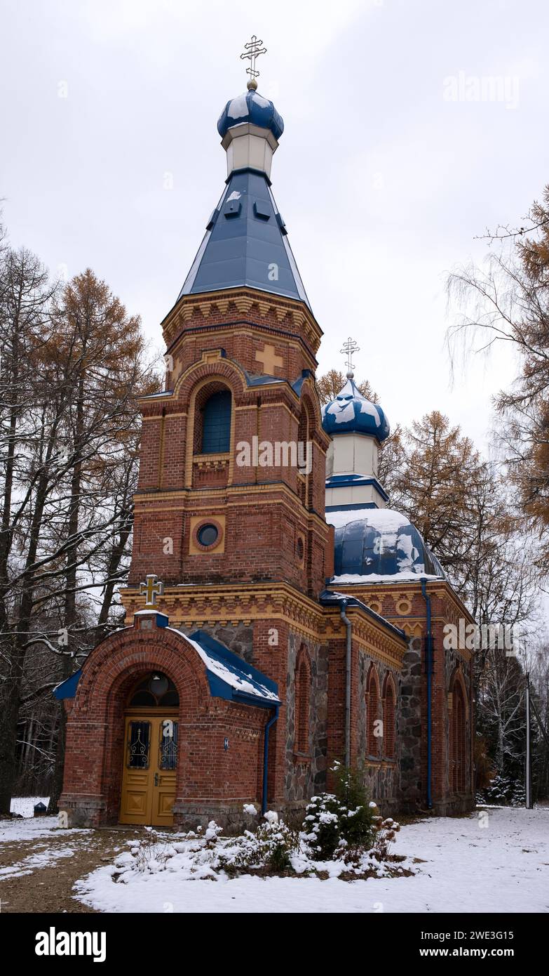 La chiesa ortodossa della Vergine Shelter, la chiesa ortodossa di Veclaicene, la parrocchia di Alūksne, Lettonia Foto Stock