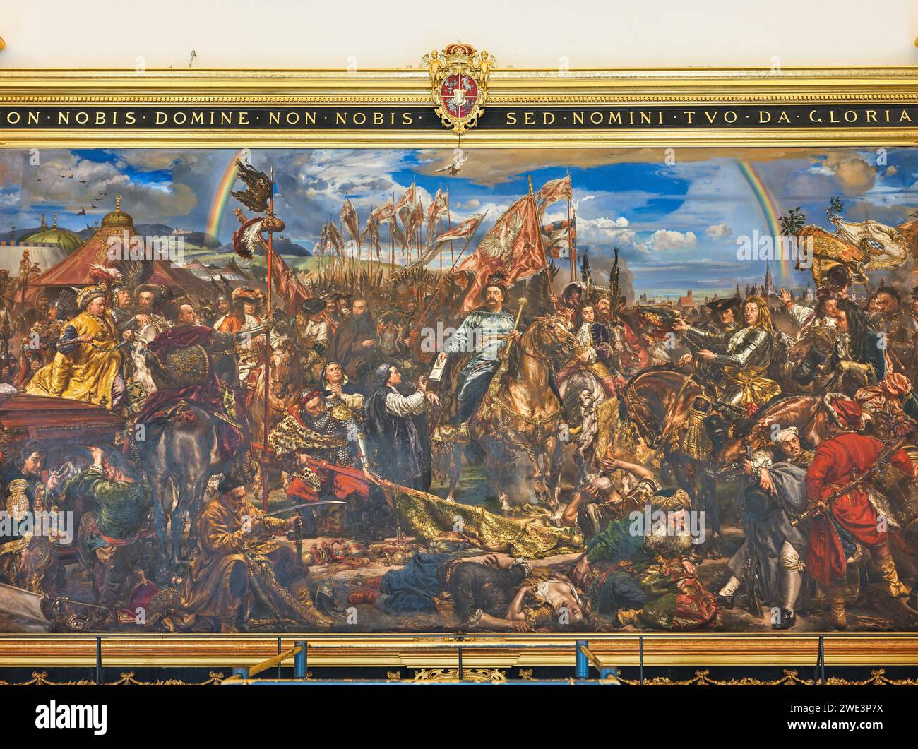 Battaglia di Vienna, 1683, e sconfitta dell'esercito turco invasore (dipinto da Jan Matejko); sala Sobieski, Musei Vaticani, Roma, Italia. Foto Stock