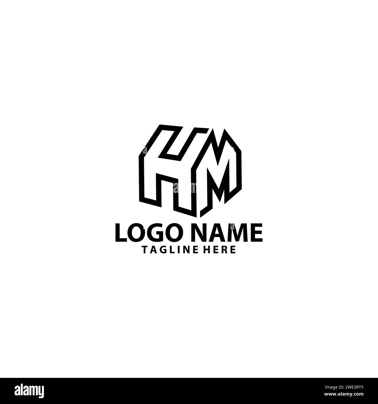 Vettore iniziale di design del logo HM Modern Illustrazione Vettoriale