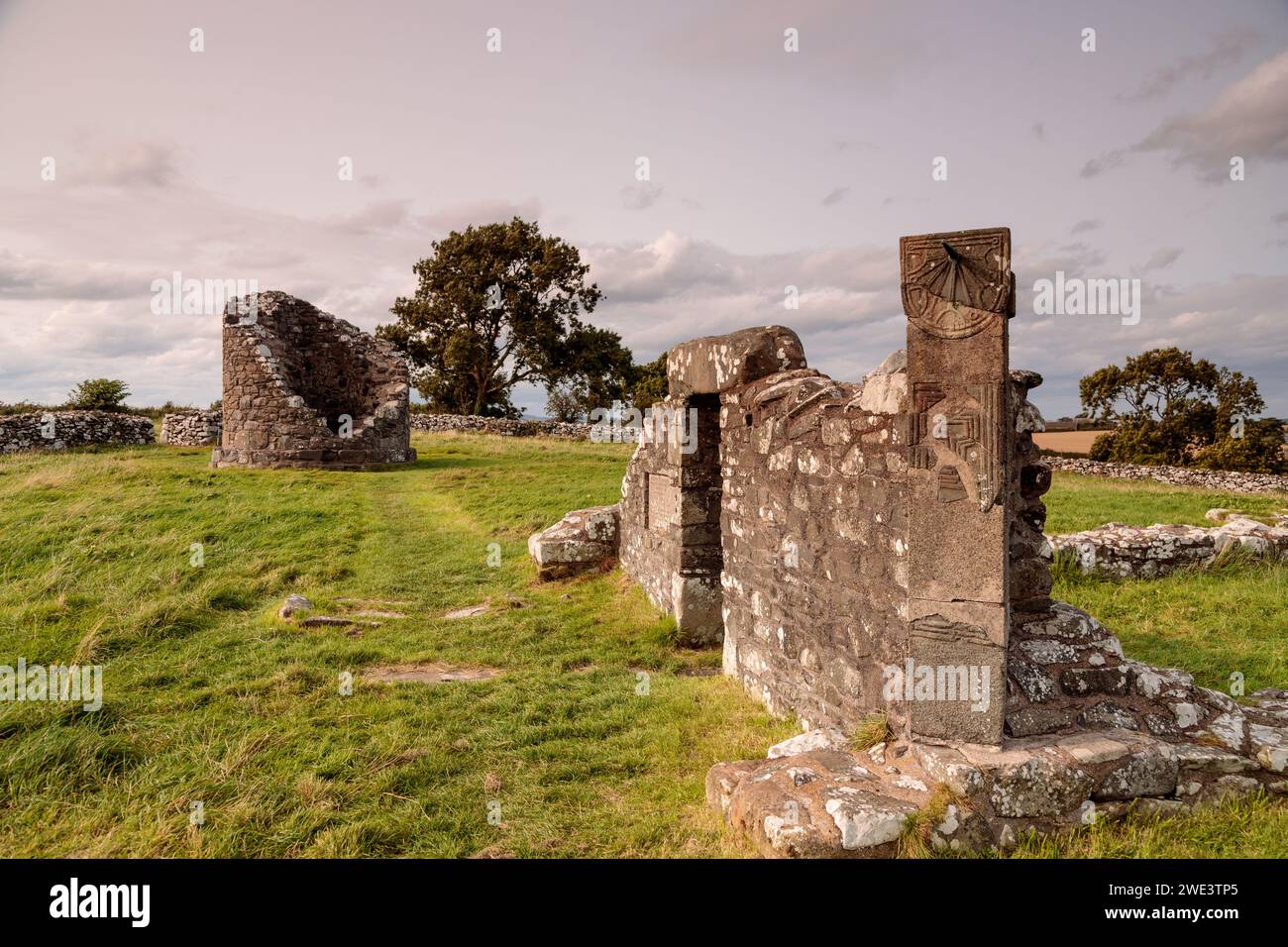 Monastero di Nendrum a Mahee Island, Contea di Down, Irlanda del Nord Foto Stock