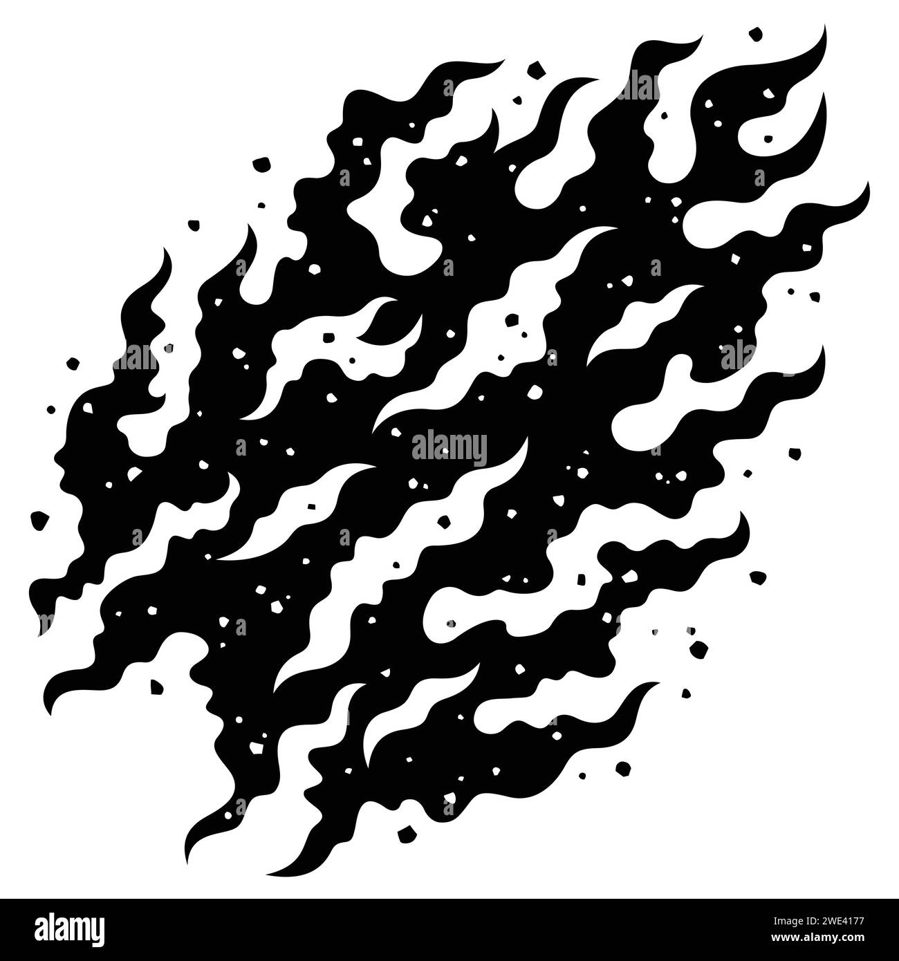 Illustrazione vettoriale di silhouette fiamme di fuoco con effetto grunge texture Illustrazione Vettoriale