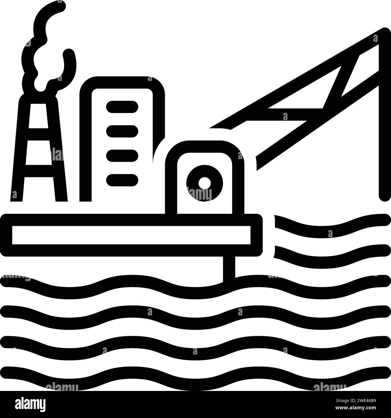 Icona per piattaforma petrolifera, offshore Illustrazione Vettoriale