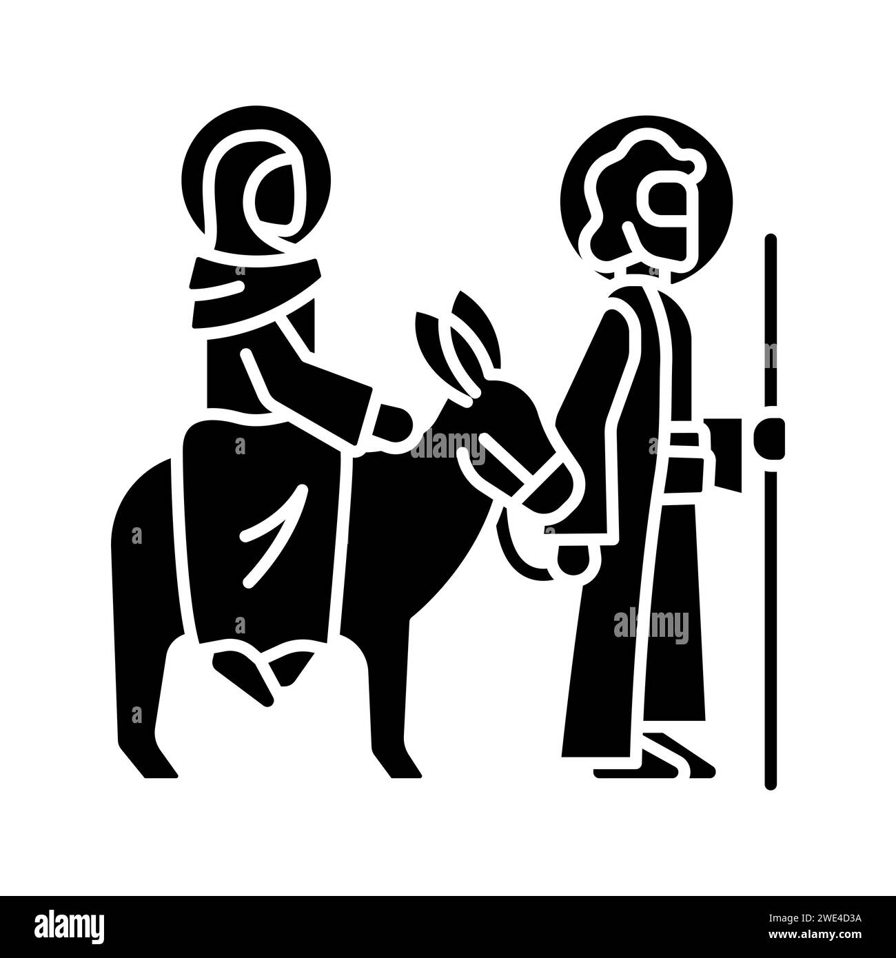 Viaggio verso Betlemme icona a glifo nero Illustrazione Vettoriale