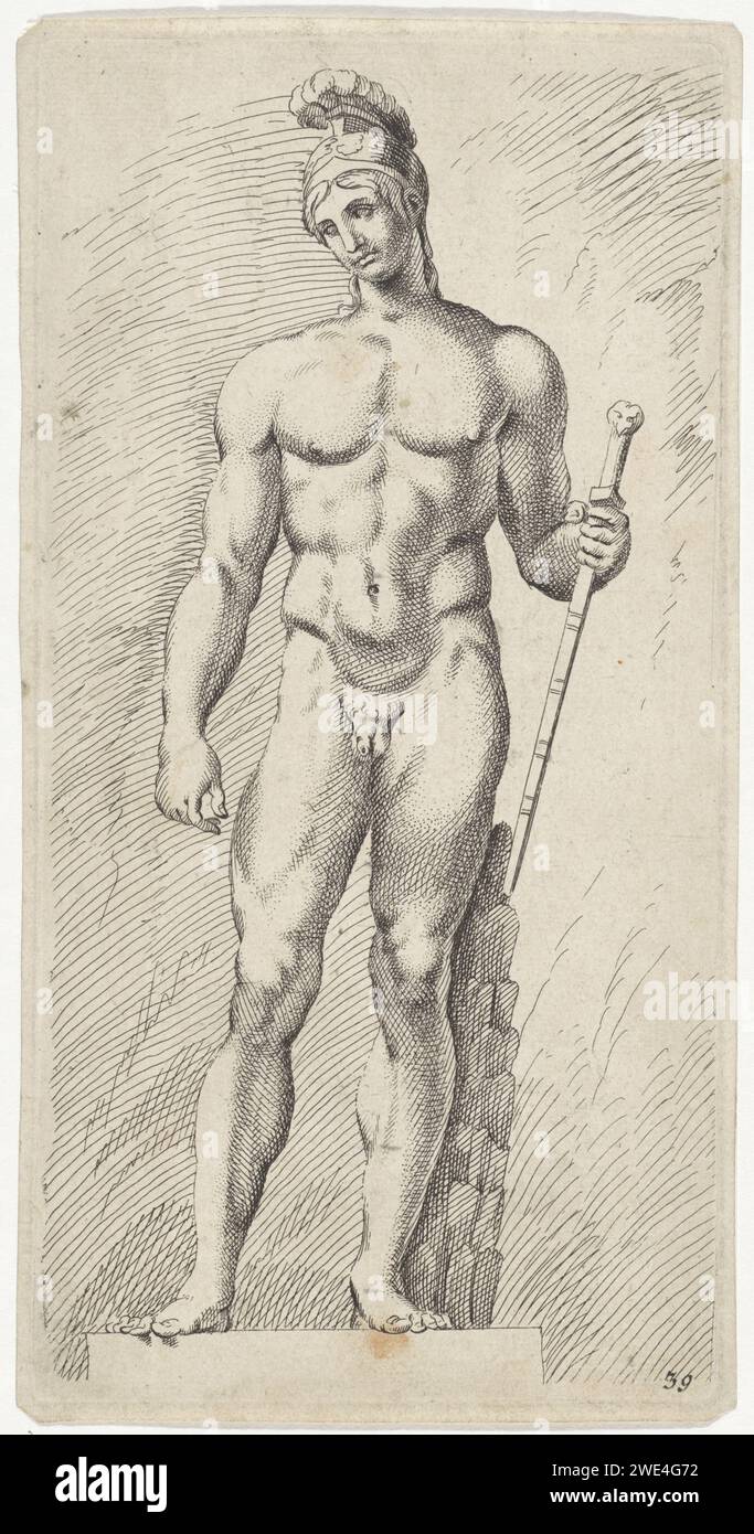 Statua classica, Pieter Schenk (i) stampa carta incisione/incisione Foto Stock