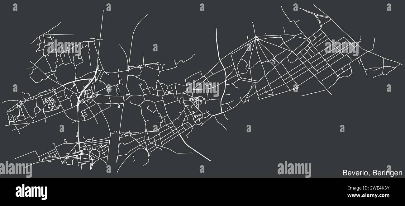 Cartina stradale del COMUNE DI BEVERLO, BERINGEN Illustrazione Vettoriale