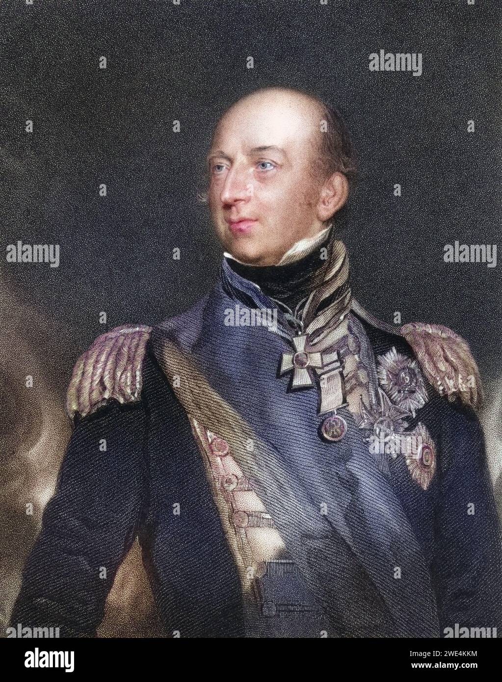 Sir Edward Codrington dal 1770 al 1851 englischer Admiral, Held der Schlacht von Trafalgar und der Schlacht von Navarino, Historisch, digital restaurierte Reproduktion von einer Vorlage aus dem 19. Jahrhundert, data record non indicata Foto Stock