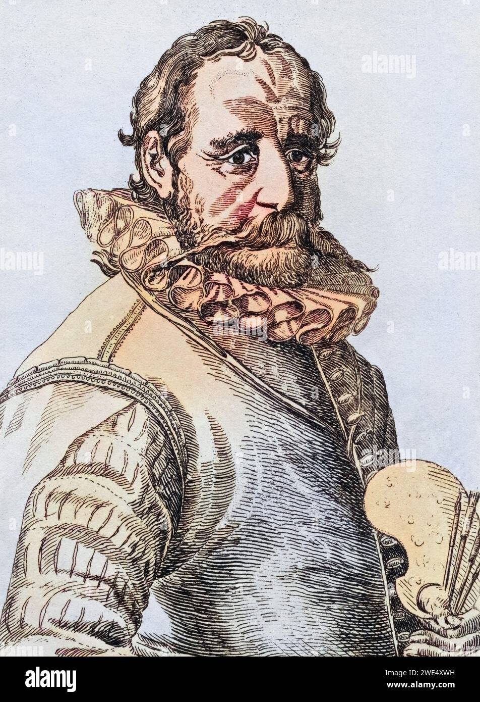 Hans Bol 1534-1593 flämischer Künstler, Historisch, digital restaurierte Reproduktion von einer Vorlage aus dem 19. Jahrhundert, data record non indicata Foto Stock