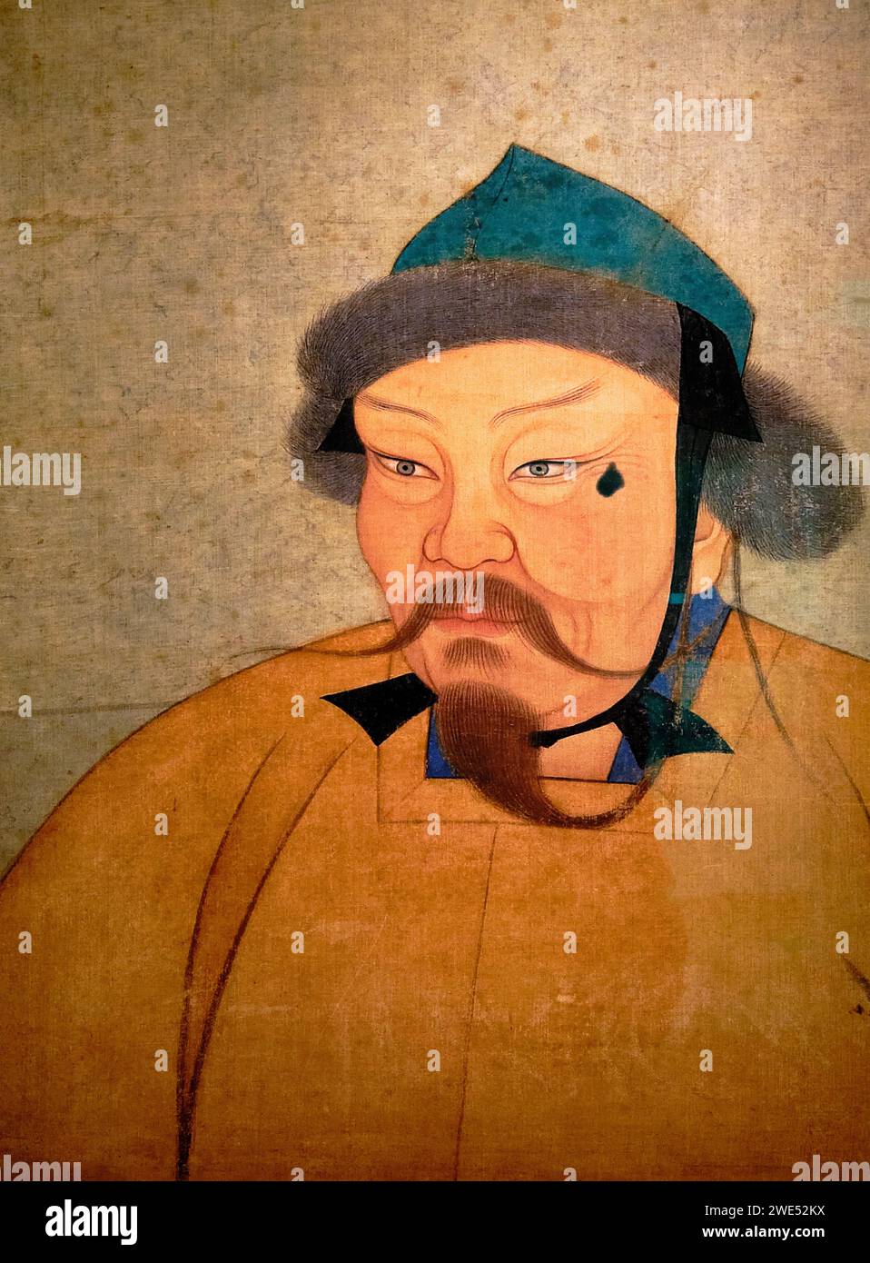 Taiwan, Taipei, Museo del Palazzo, ritratto di Ögödei Khan, pittura di seta, Impero mongolo (dinastia Yuan) XIV secolo Foto Stock