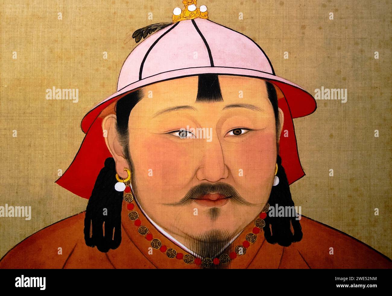 Taiwan, Taipei, Palace Museum, Temür Khan, pittura di seta, impero mongolo (dinastia Yuan) XIV secolo Foto Stock