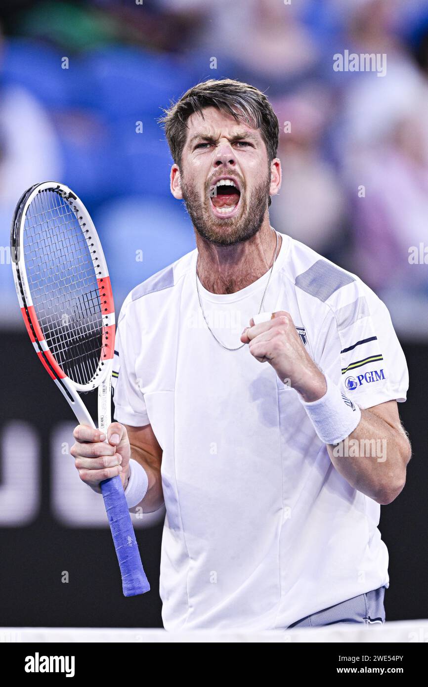 Cameron Norrie di GBR durante l'Australian Open 2024, torneo di tennis del grande Slam il 22 gennaio 2024 al Melbourne Park di Melbourne, Australia Foto Stock