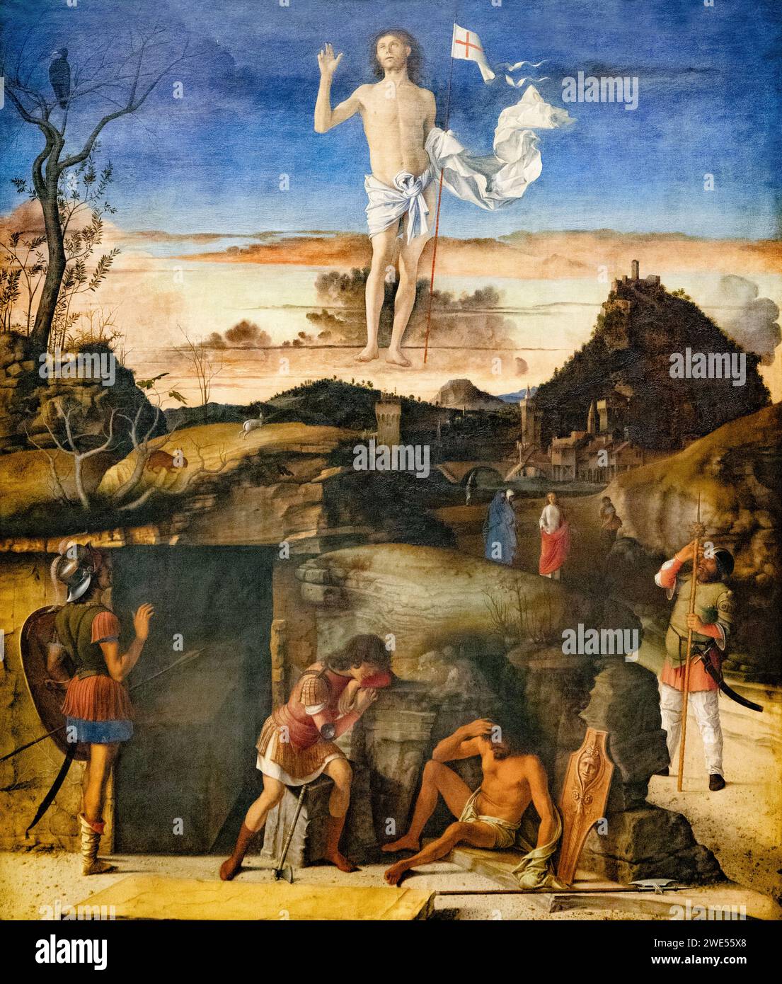 Giovanni Bellini pittura, "la Resurrezione di Cristo", 1475-79, arte rinascimentale italiana, Gemaldegalerie Berlin Foto Stock