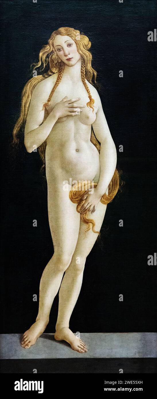 Sandro Botticelli Venere; un dipinto rinascimentale italiano del XV secolo di Venere, nella Gemaldegalerie di Berlino Germania. Botticelli dipinge una donna Foto Stock