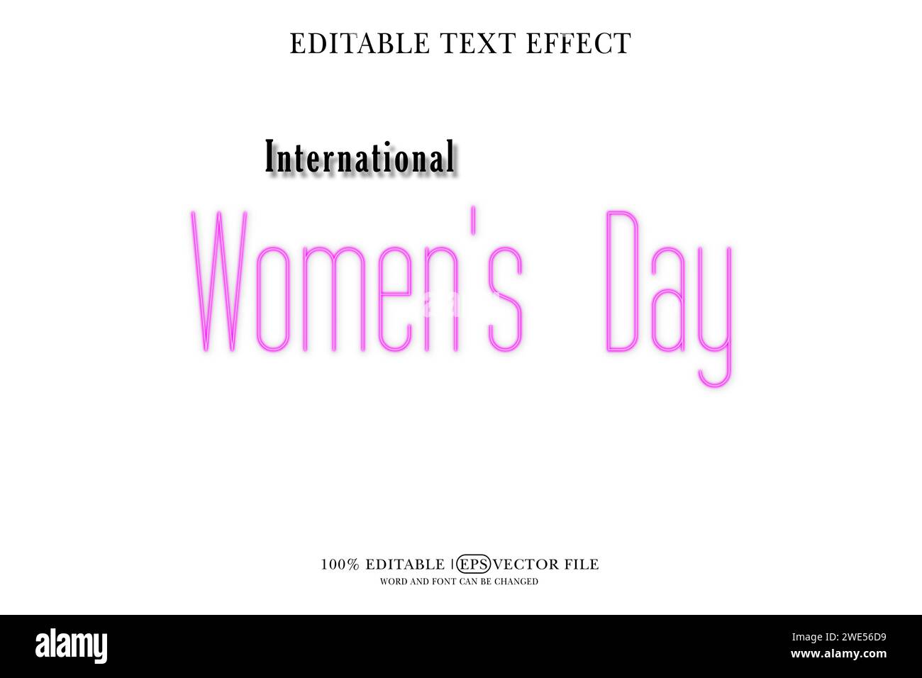 Felice festa della donna effetto testo vettoriale EPS modificabile in stile 3D Illustrazione Vettoriale