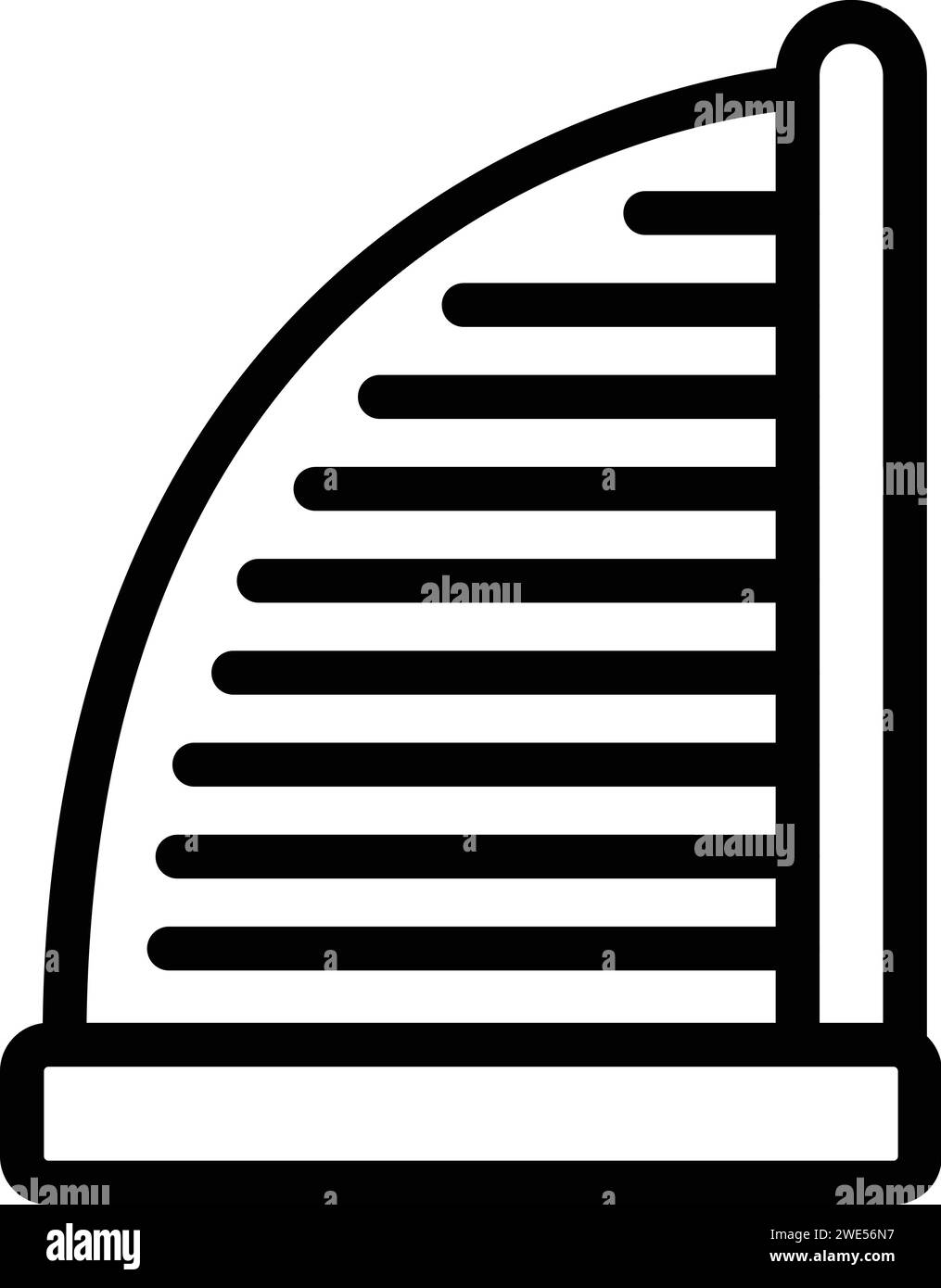 Icona della costruzione di navi a vela Baku per delineare il vettore. Struttura in vetro. Paese asiatico Illustrazione Vettoriale