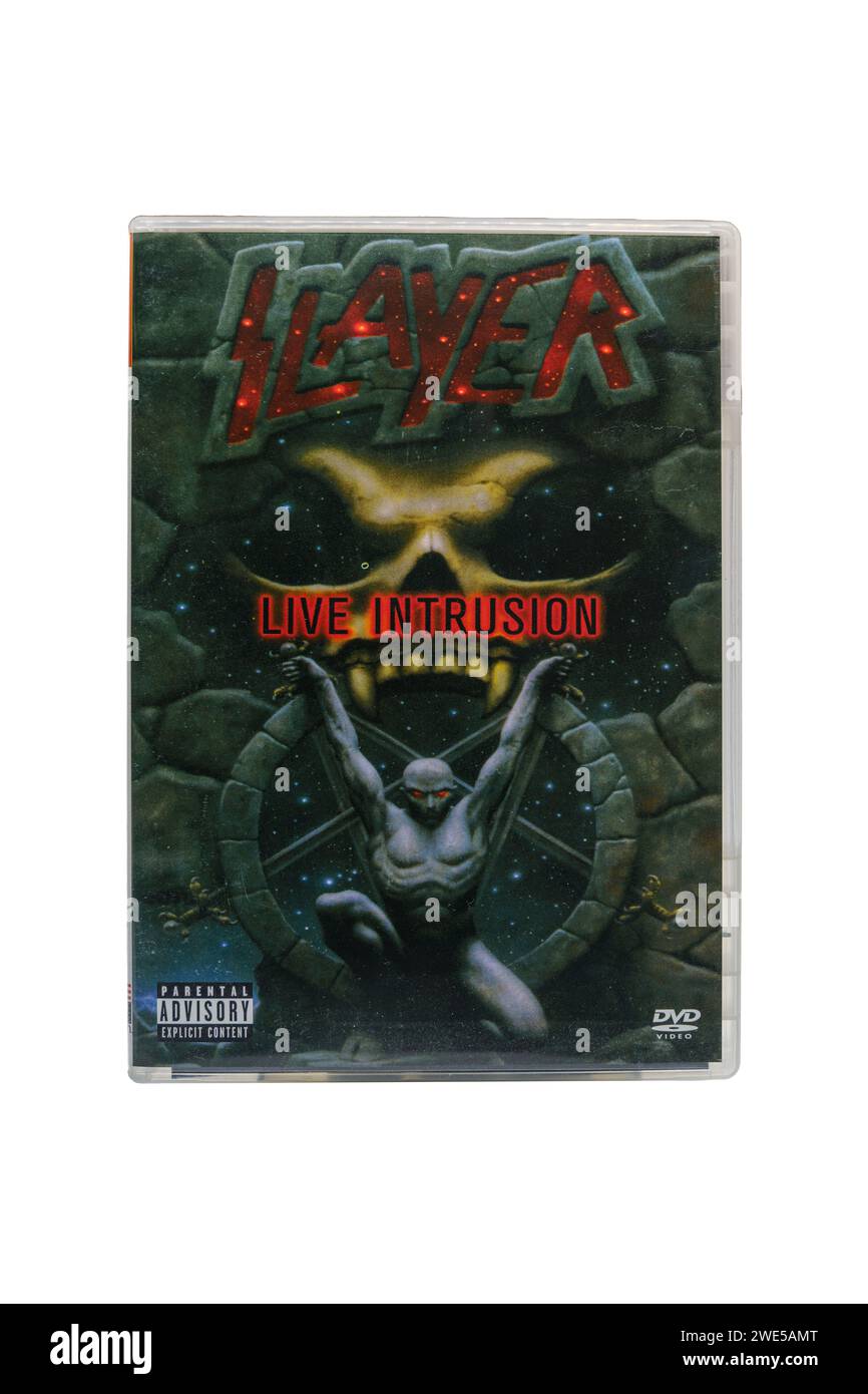 Slayer - copertina del DVD Live Intrusion. Isolato su sfondo bianco con tracciato di ritaglio. Lahti, Finlandia. 17 dicembre 2023. Foto Stock