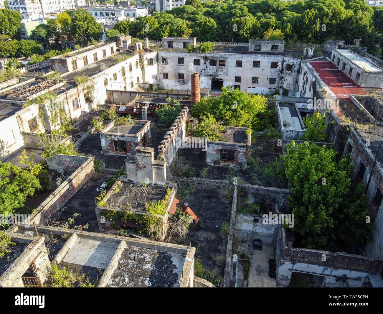 Edifici abbandonati della vecchia e storica prigione di Caseros a buenos aires Foto Stock