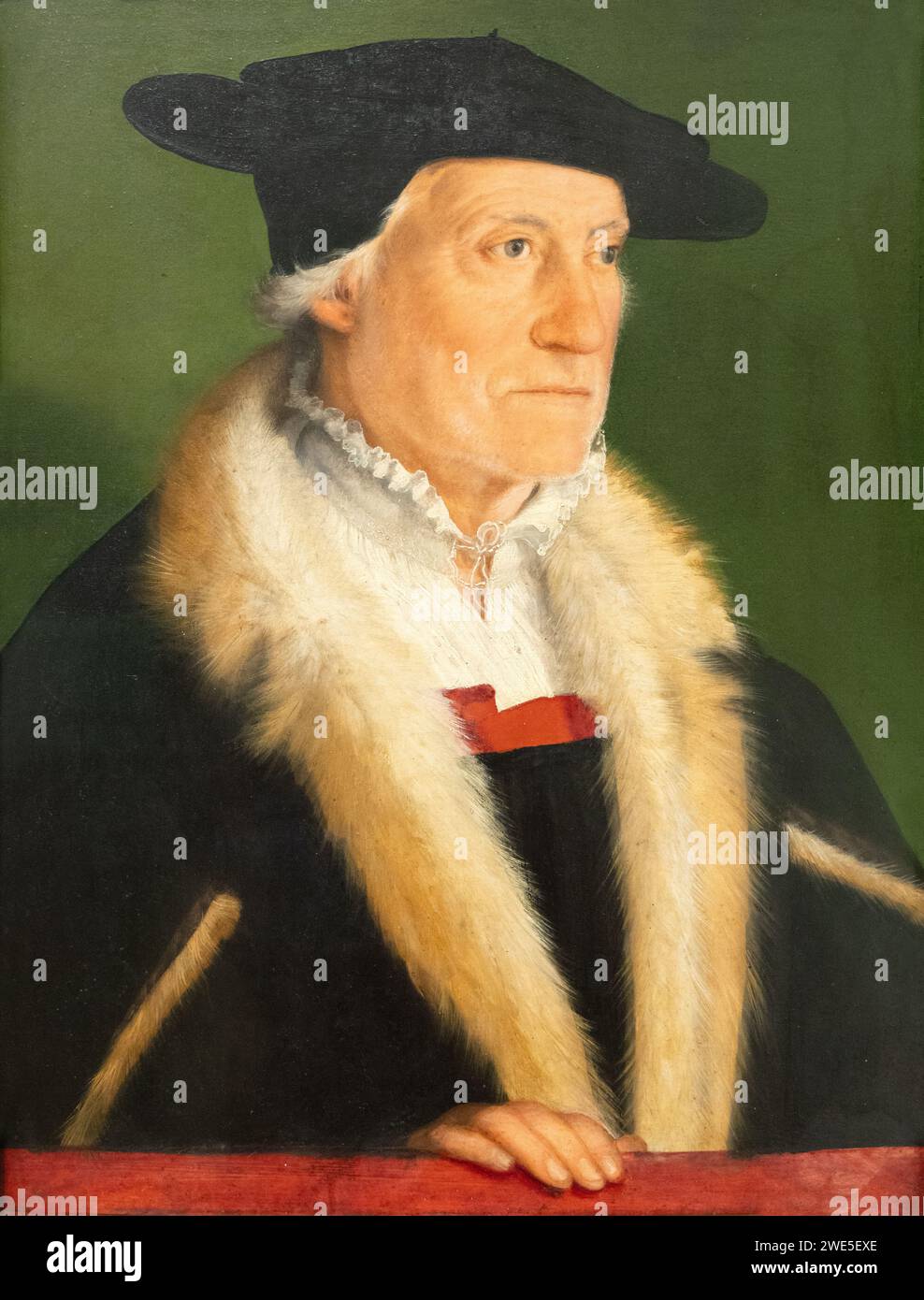 Christoph Amberger pittura; "il cosmografo Sebastian Munster"; c1552; Amberger era un pittore del XVI secolo e discepolo di Hans Holbein Foto Stock