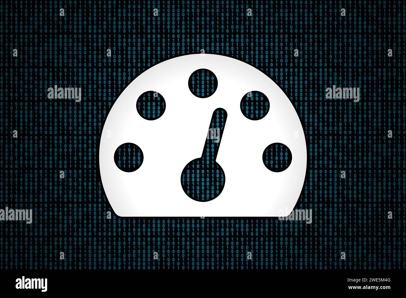 Eseguire il benchmark su un background di codice binario. Foto Stock