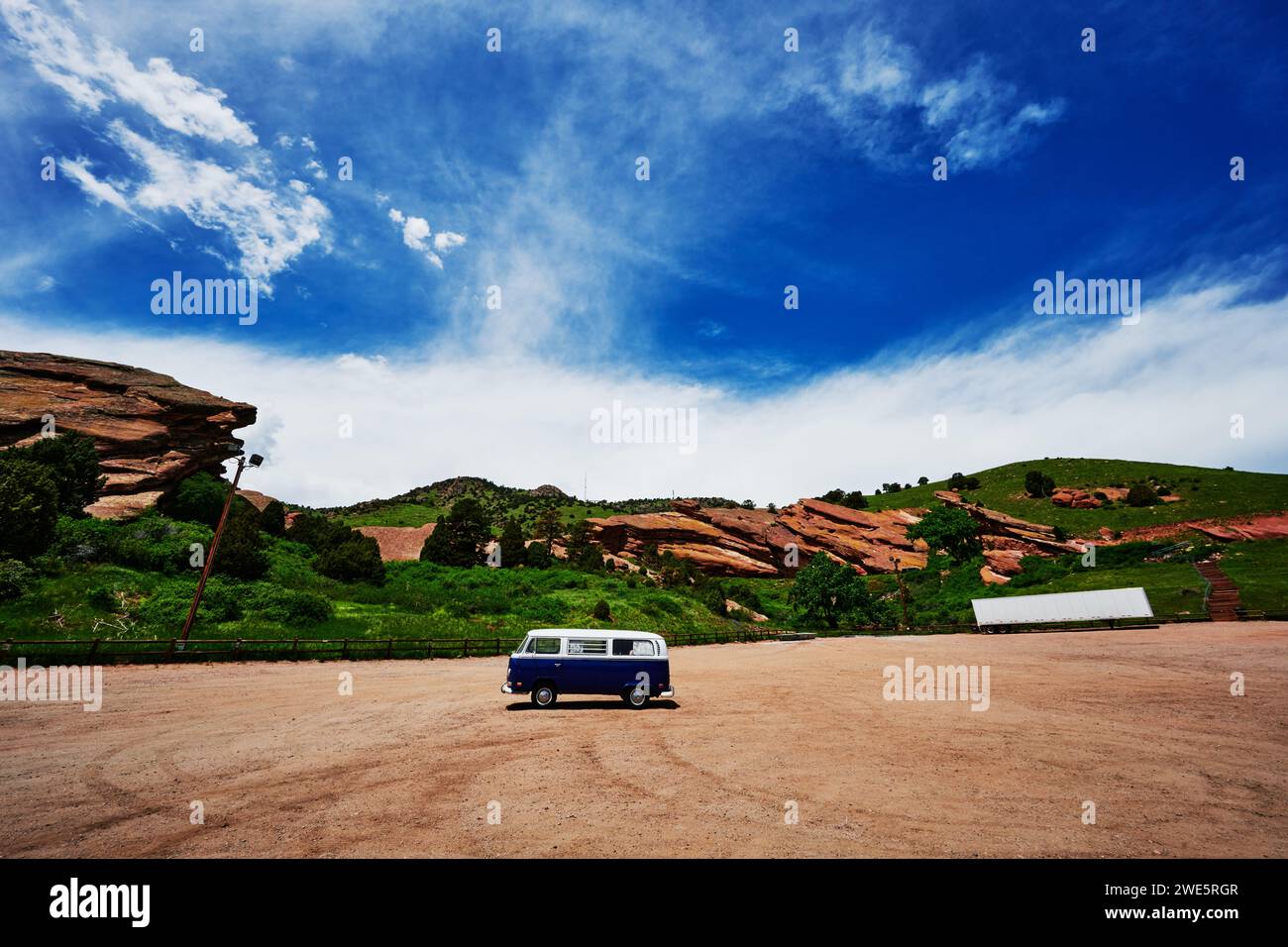 Camper a Red Rocks Park, Colorado Foto Stock