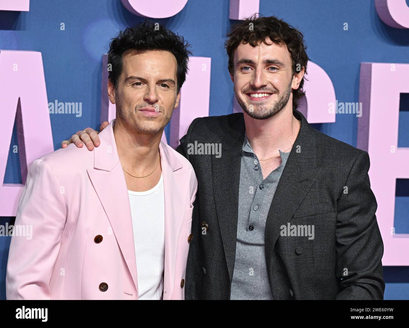 Londra, Regno Unito. 23 gennaio 2024. Andrew Scott e Paul Mescal arrivano allo screening di gala del Regno Unito di tutti noi sconosciuti, BFI Southbank, Londra. Credito: Doug Peters/EMPICS/Alamy Live News Foto Stock