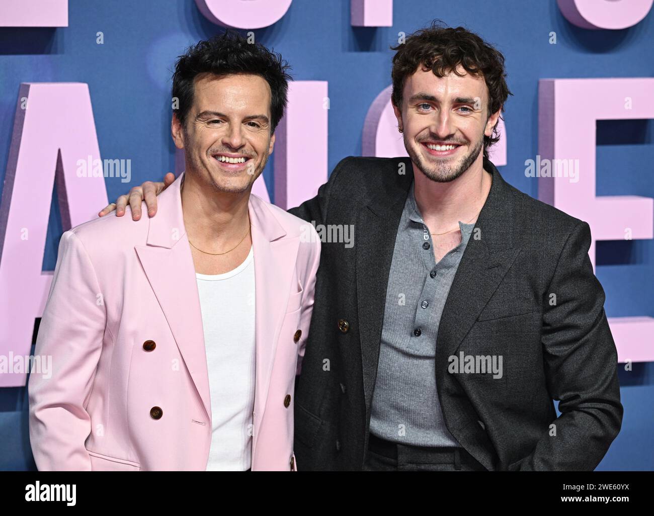 Londra, Regno Unito. 23 gennaio 2024. Andrew Scott e Paul Mescal arrivano allo screening di gala del Regno Unito di tutti noi sconosciuti, BFI Southbank, Londra. Credito: Doug Peters/EMPICS/Alamy Live News Foto Stock