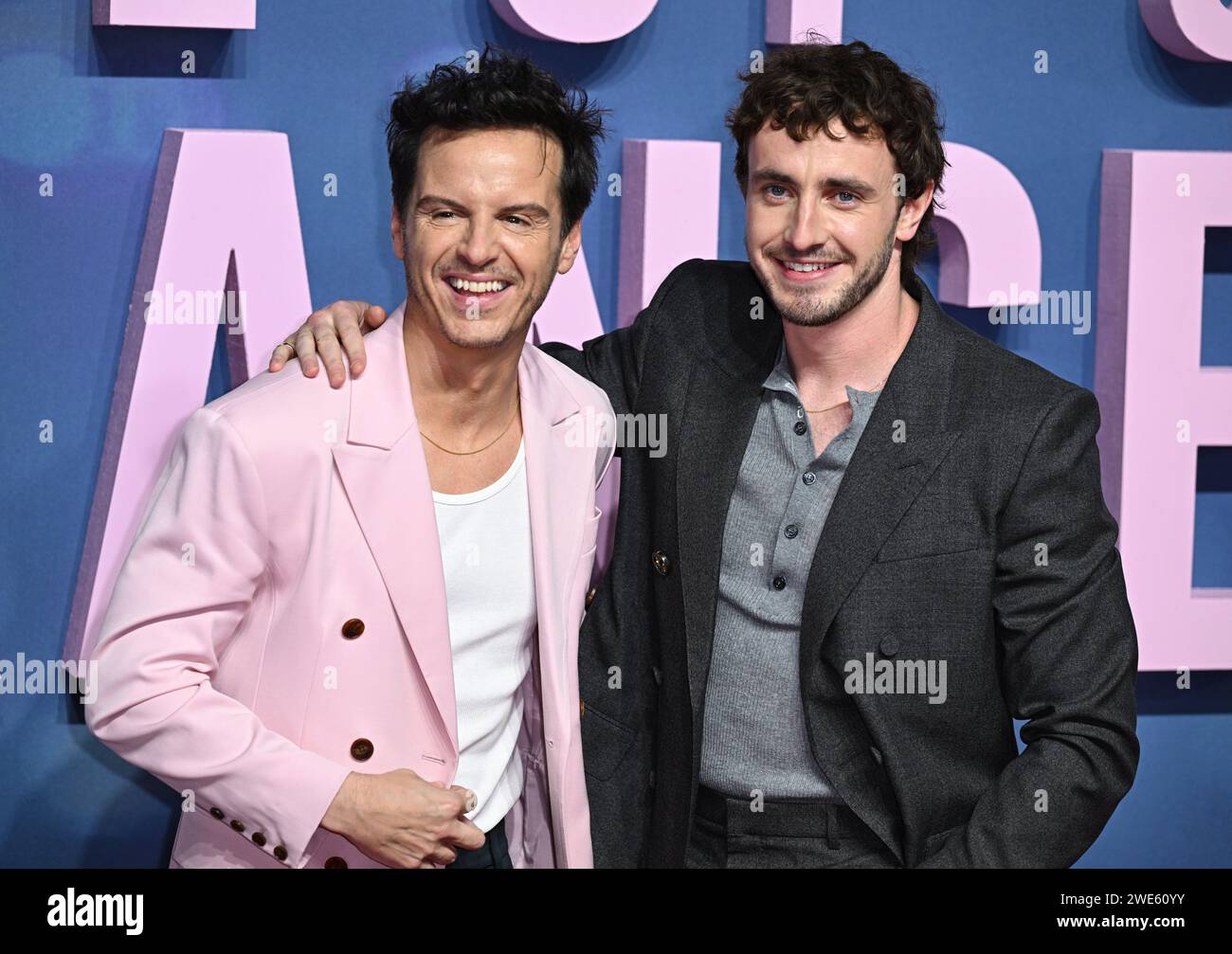 Londra, Regno Unito. 23 gennaio 2024. Andrew Scott e Paul Mescal arrivano allo screening di gala del Regno Unito di tutti noi sconosciuti, BFI Southbank, Londra. Credito: Doug Peters/EMPICS/Alamy Live News Foto Stock