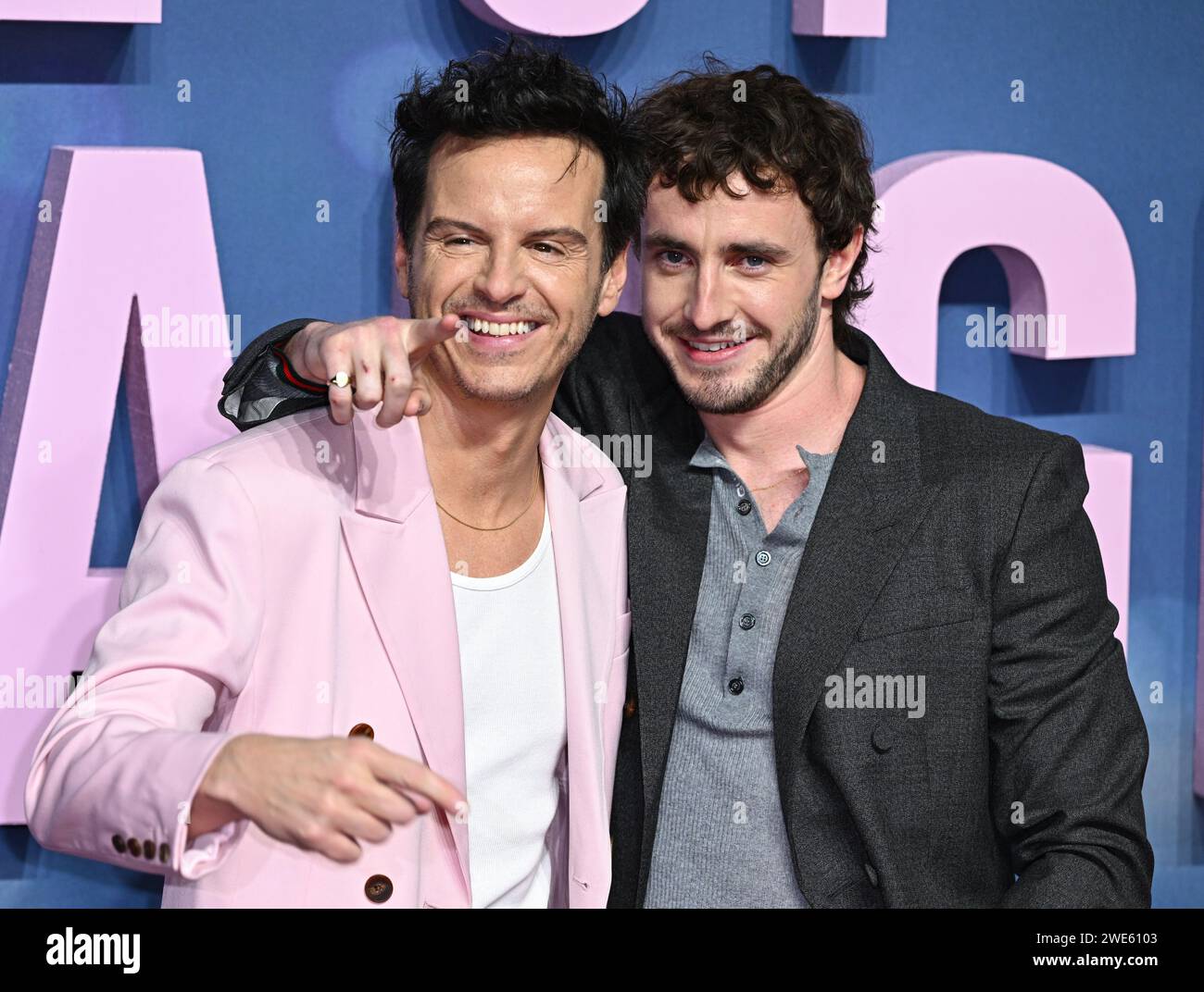 Londra, Regno Unito. 23 gennaio 2024. Andrew Scott e Paul Mescal arrivano allo screening di gala del Regno Unito di tutti noi sconosciuti, BFI Southbank, Londra. Credito: Doug Peters/EMPICS/Alamy Live News Foto Stock