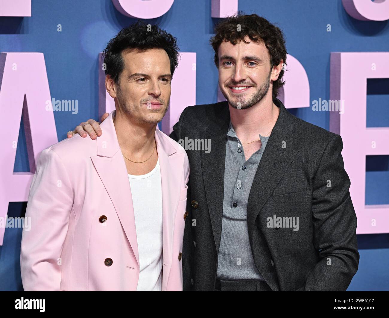 Londra, Regno Unito. 23 gennaio 2024. Andrew Scott e Paul Mescal arrivano allo screening di gala del Regno Unito di tutti noi sconosciuti, BFI Southbank, Londra. Credito: Doug Peters/EMPICS/Alamy Live News Foto Stock