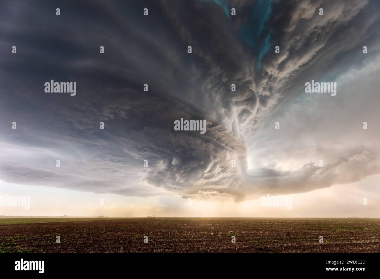 Cielo spettacolare e temporale supercell vicino a Hereford, Texas Foto Stock