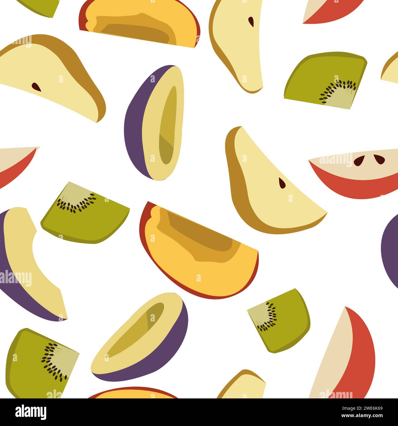 Motivo vettoriale senza cuciture a pezzi di frutta Illustrazione Vettoriale
